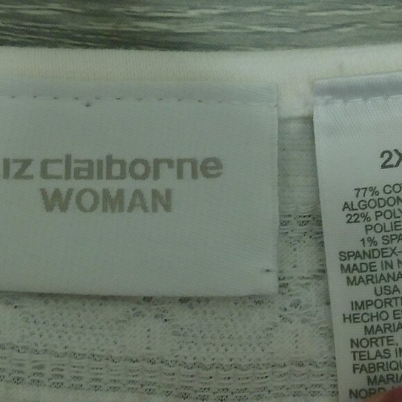 Liz Clairborne Blouse Short Sleeves Off White Size 2X - Picture 4 of 7